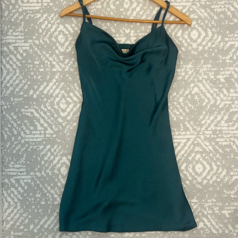 Emerald Green Satin Mini Dress